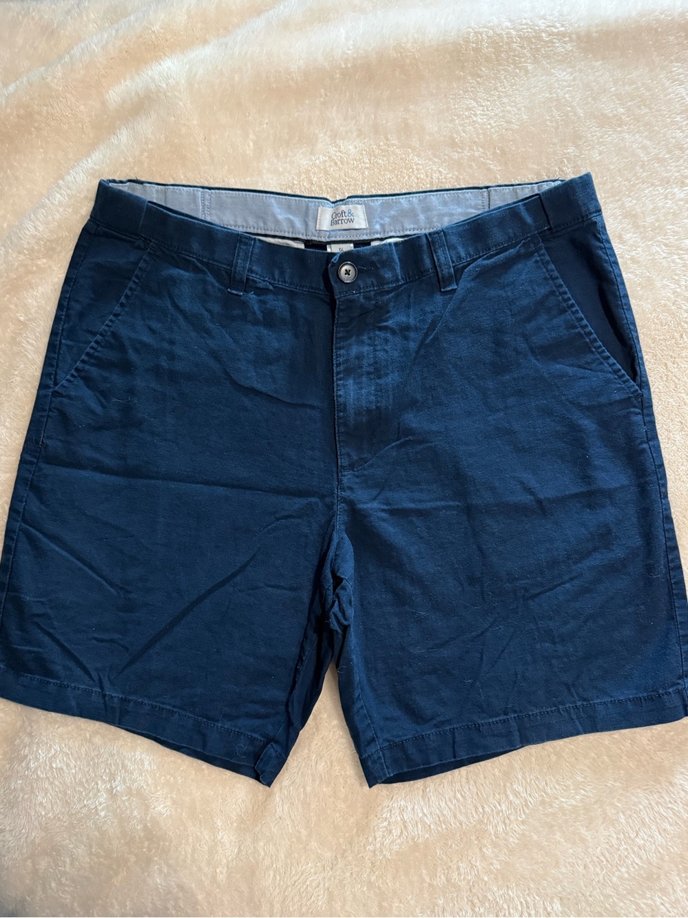 croft & barrow Navy Flat-Front Cotton Shorts